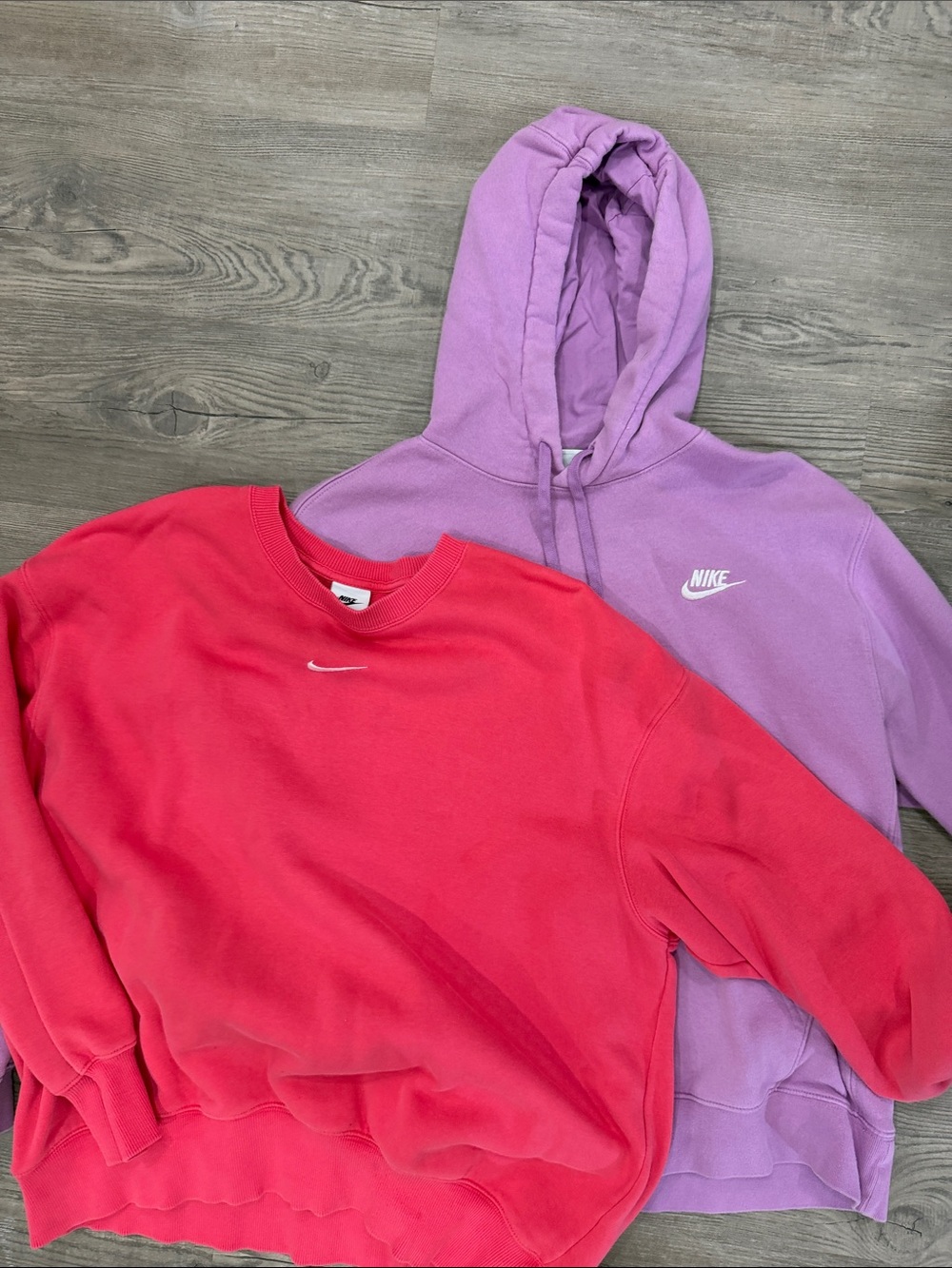 Nike Purple Hoodie and Coral Pink Crewneck Sweatshirt Set woman medium